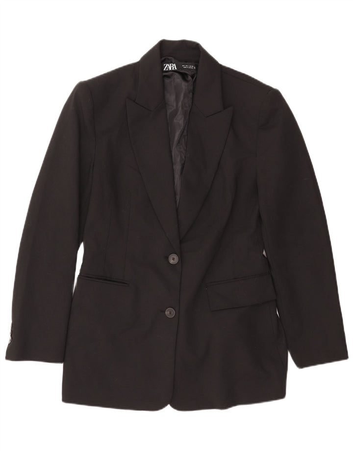 Giacca blazer a 2 bottoni da donna Zara UK 14 grande poliestere nero