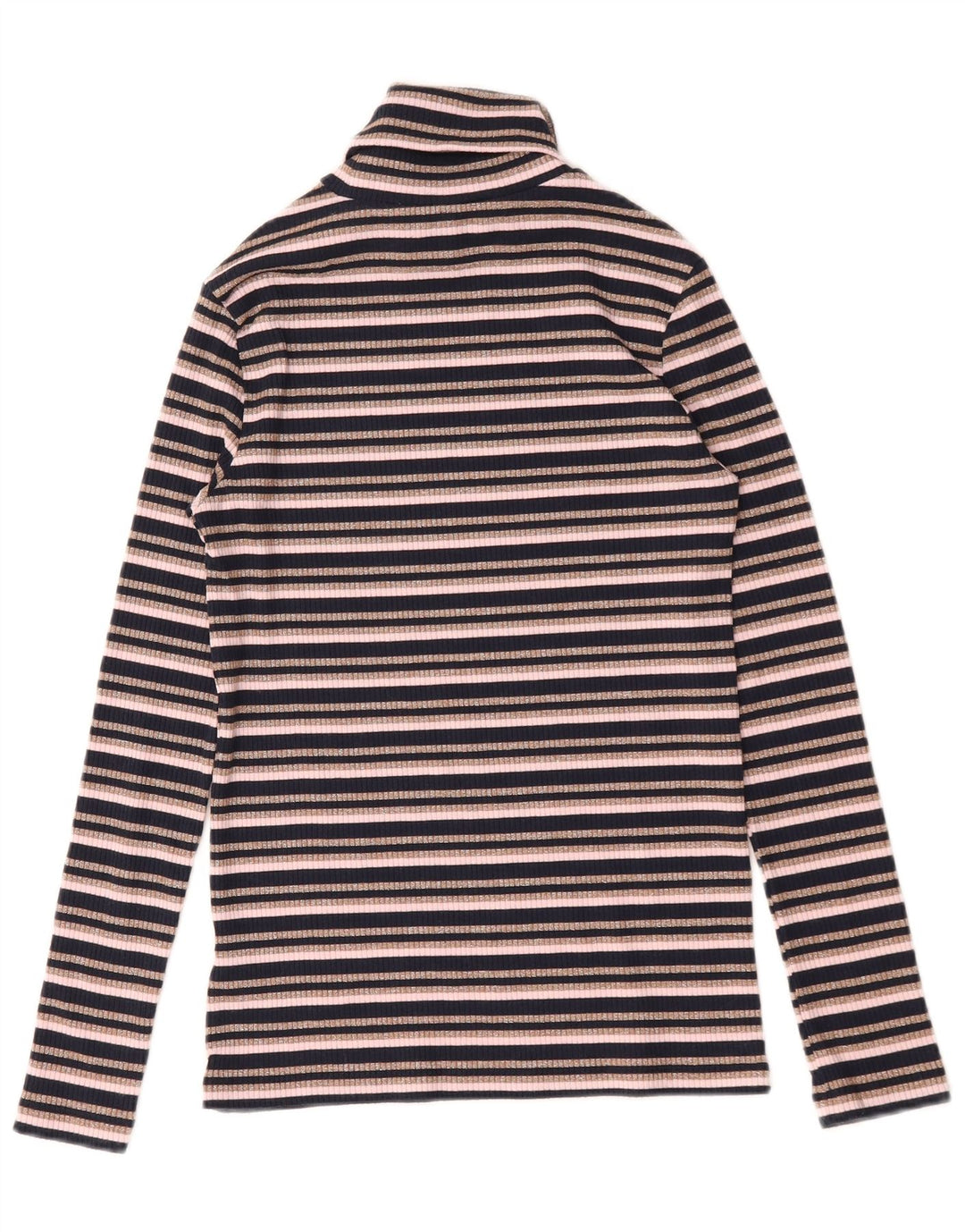 Marks & Spencer Top da donna con collo alto a maniche lunghe UK 10 piccolo a righe nere
