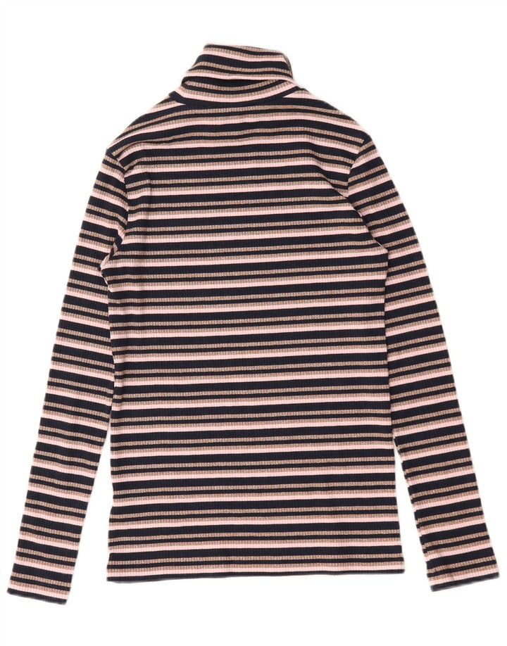 Marks & Spencer Top da donna con collo alto a maniche lunghe UK 10 piccolo a righe nere