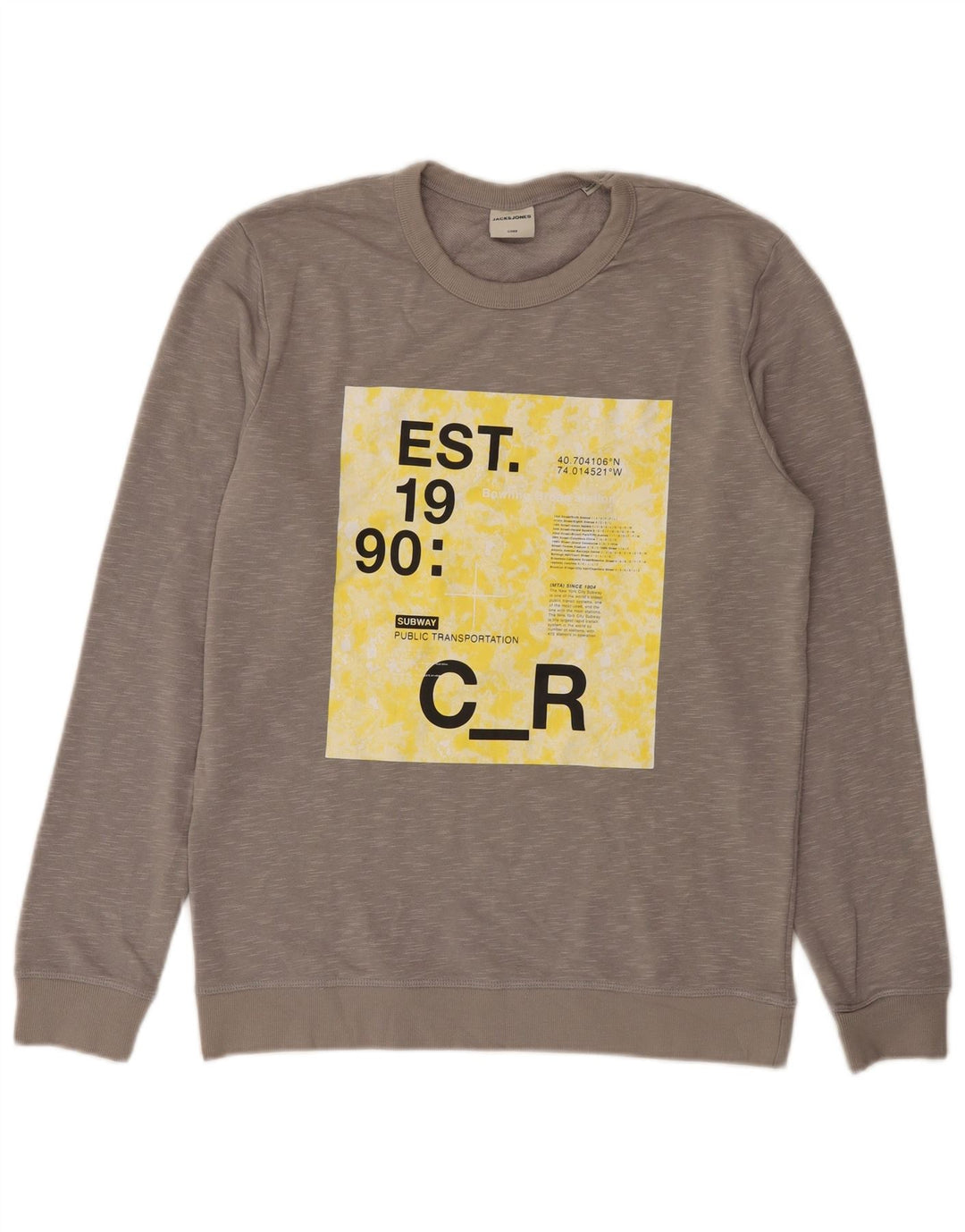 Jack & Jones Felpa grafica da uomo Maglione grigio medio chiazzato