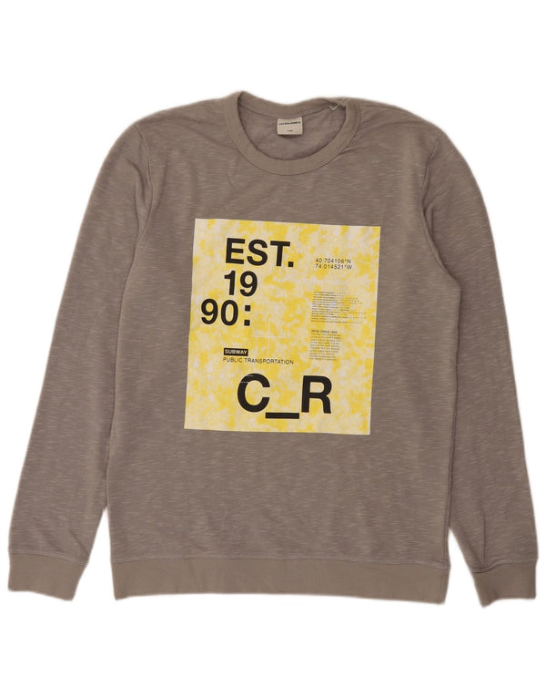 Jack & Jones Felpa grafica da uomo Maglione grigio medio chiazzato