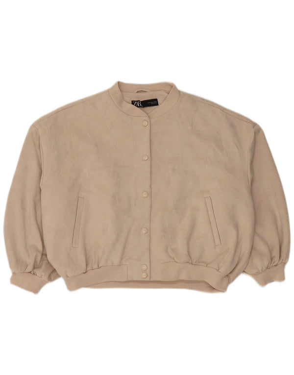 Giubbotto bomber oversize da donna Zara UK 14 Poliestere beige medio