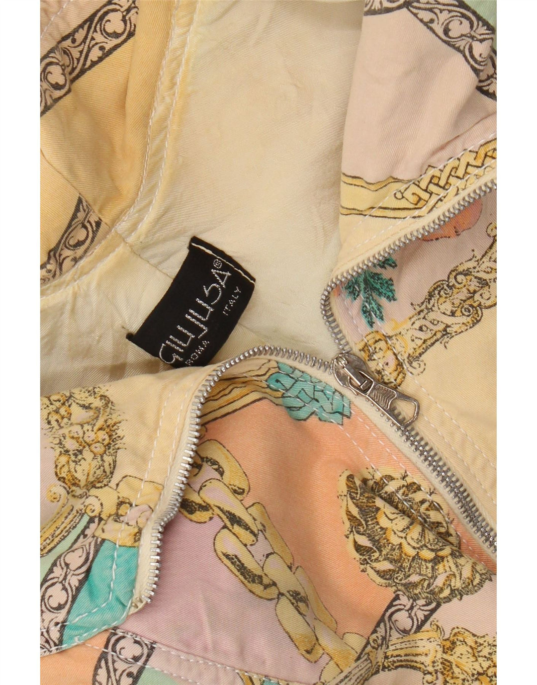 Giubbotto bomber corto da donna vintage UK 12 cotone floreale medio multicolore