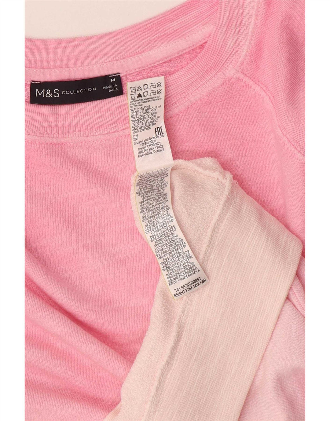 Felpa da donna Marks & Spencer UK 14 Large Pink Colourblock