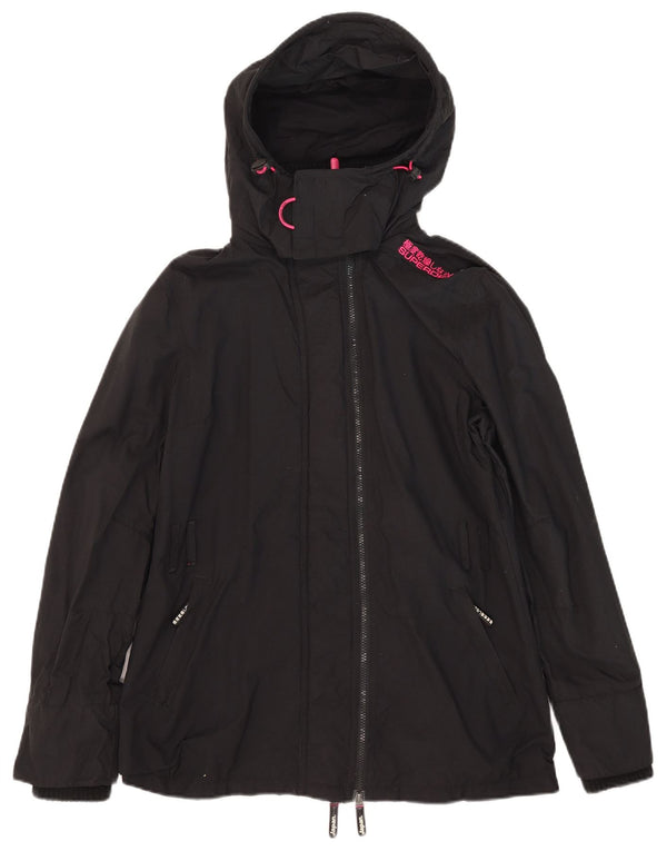 Giacca a vento da donna con cappuccio Windmac Superdry UK 16 grande nylon nero