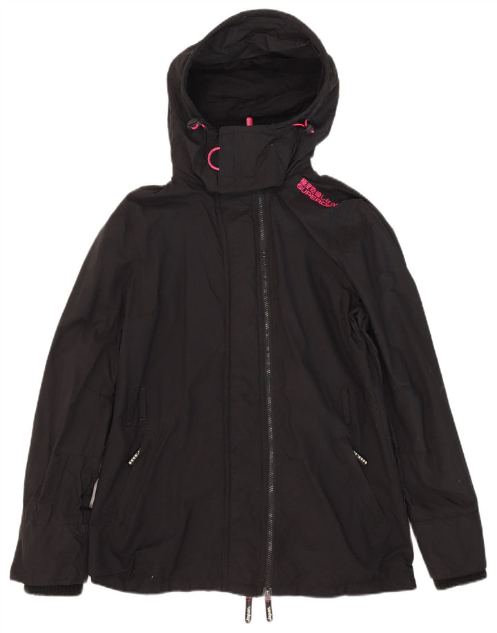 Giacca a vento da donna con cappuccio Windmac Superdry UK 16 grande nylon nero