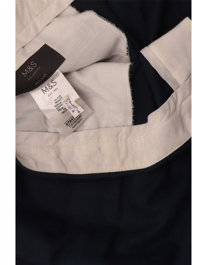 Pantaloni chino regolari da uomo Marks & Spencer W40 L31 lino blu navy