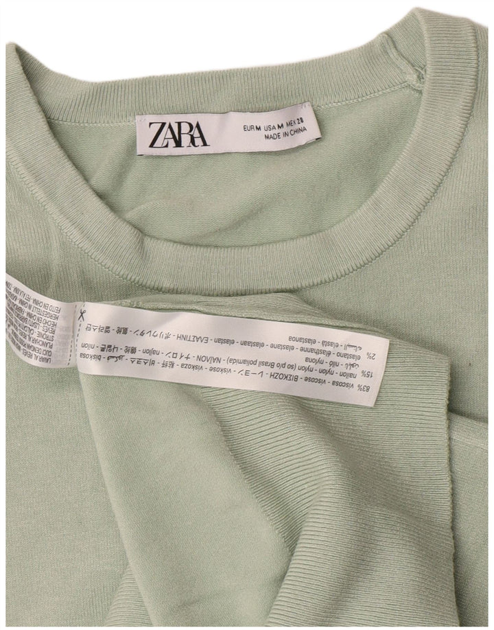 Maglione maglione girocollo da donna Zara UK 12 Viscosa verde medio