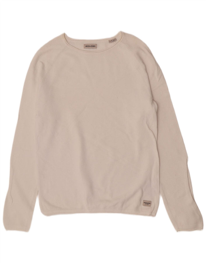 Jack & Jones Maglione da uomo con scollo a barca grande cotone bianco