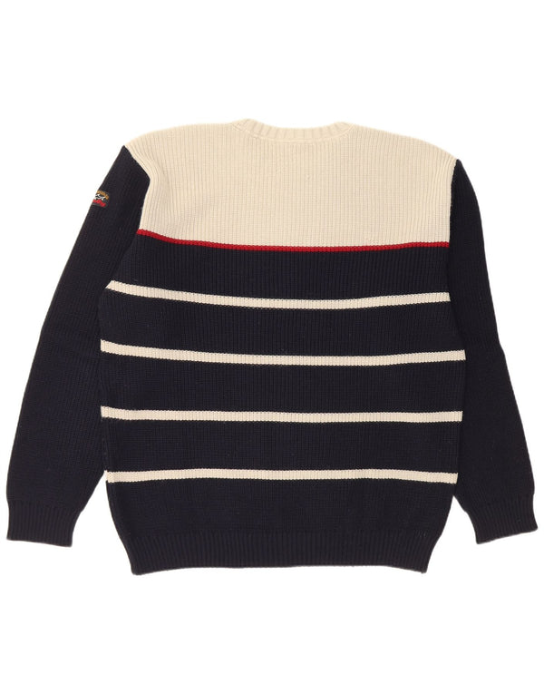 Paul & Shark Maglione girocollo da uomo XL in lana merino a righe blu navy