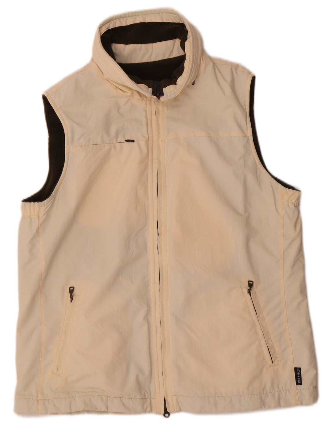 Gilet reversibile oversize da donna Think Pink IT 40 Small Beige Poliammide
