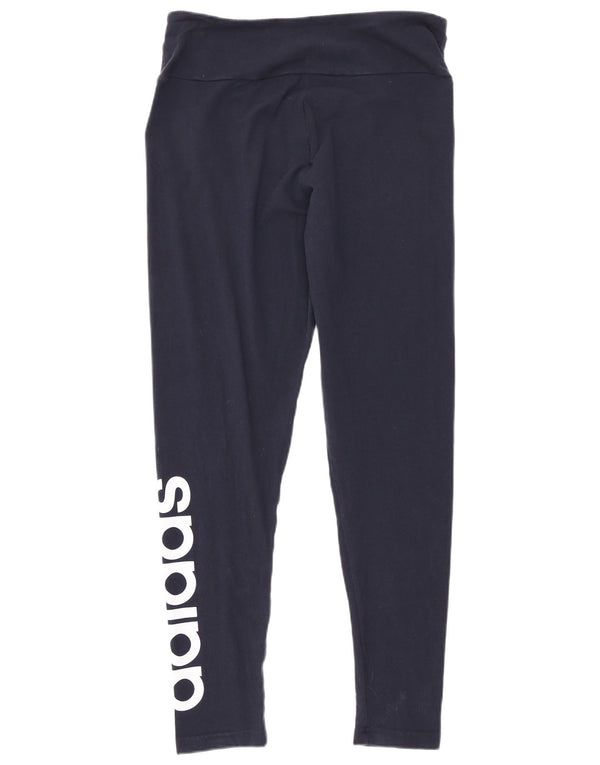 Leggings grafici attillati da donna Adidas UK 16/18 Large in cotone blu navy