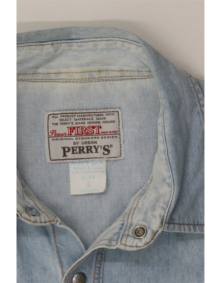 PERRY'S Mens Denim Shirt Large Blue Cotton Vintage Perry's and Second-Hand Perry's from Messina Hembry 