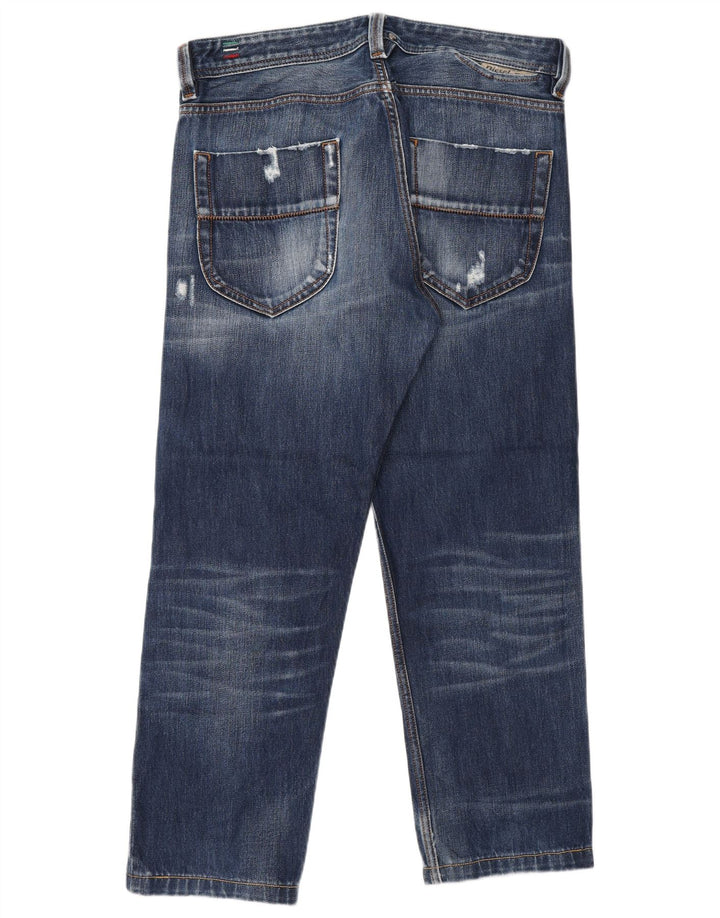 DIESEL Jeans dritti Heeven effetto consumato da uomo W32 L27 cotone blu