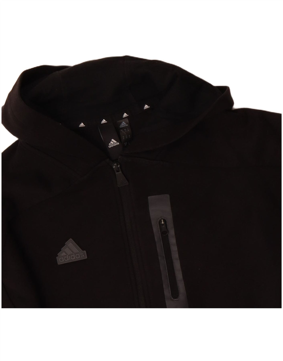 Maglione con cappuccio e zip da uomo ADIDAS piccolo nero