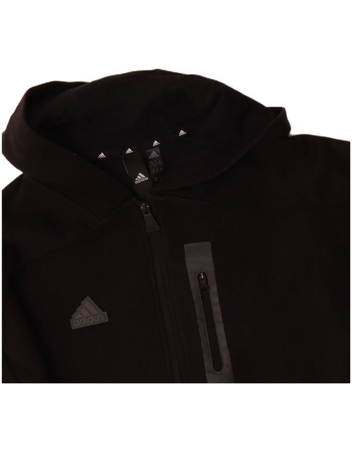 Maglione con cappuccio e zip da uomo ADIDAS piccolo nero