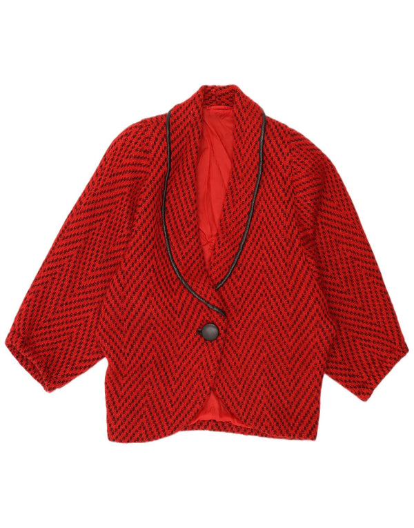 Giacca a pipistrello lavorata a maglia vintage da donna UK 14 Grande Chevron rosso