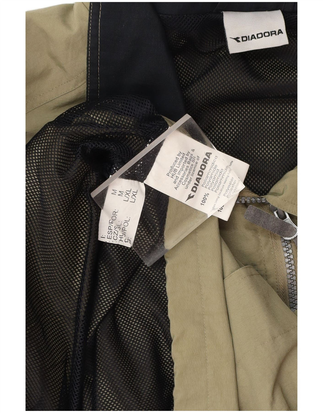 DIADORA Giacca antipioggia da uomo vestibilità ampia con cappuccio UK 38 Medium Khaki Poliammide