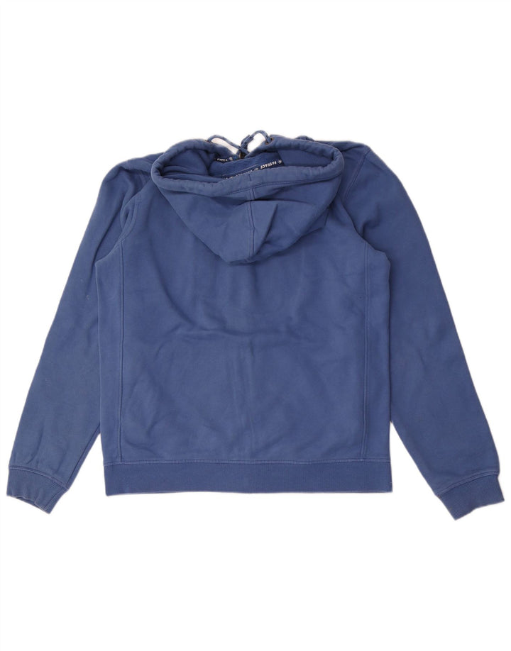 FAT FACE Maglione con cappuccio e zip da uomo in cotone blu medio
