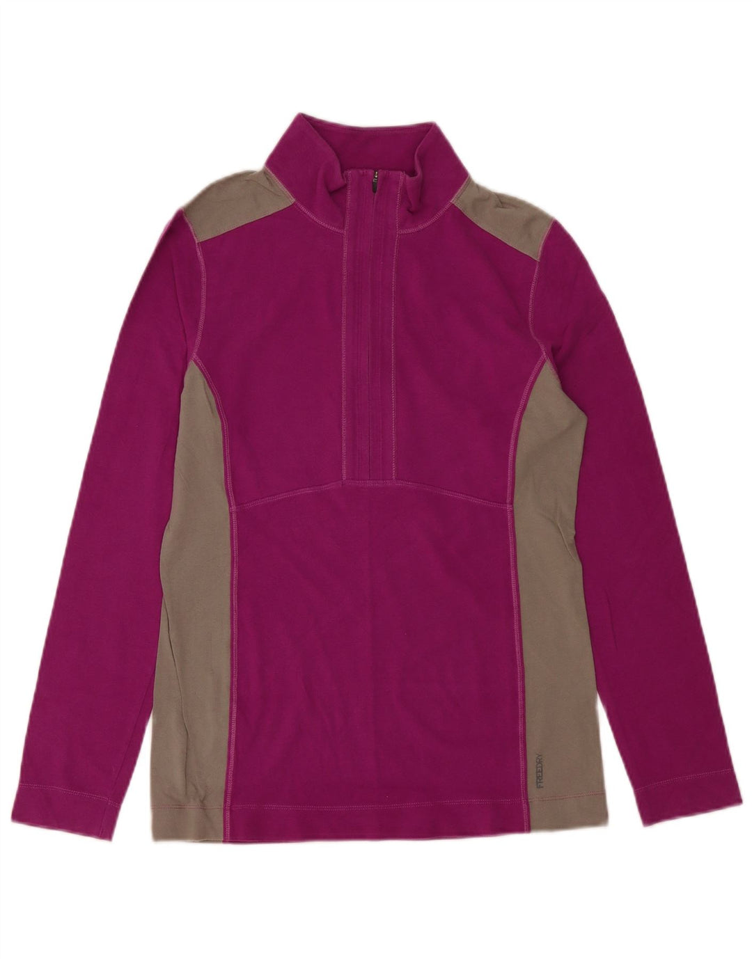 Eddie Bauer Top da donna con zip e collo a maniche lunghe UK 12 Blocco colore viola medio