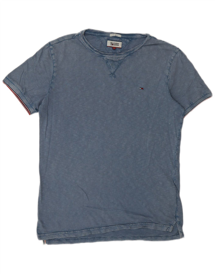 T-shirt da uomo Tommy Hilfiger Top grande in cotone blu