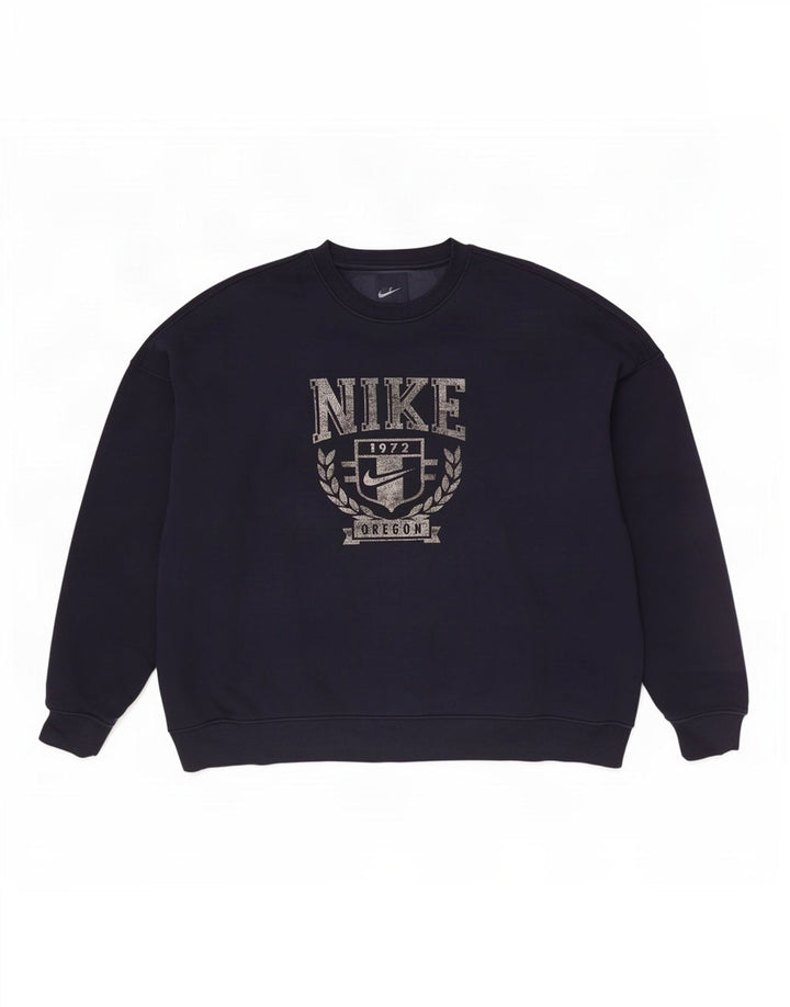 Felpa da uomo Nike Oregon Graphic Loose Fit, maglione medio blu navy