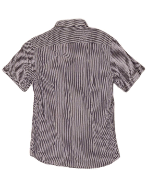 Camicia a maniche corte da uomo Marlboro Classics a righe blu medio