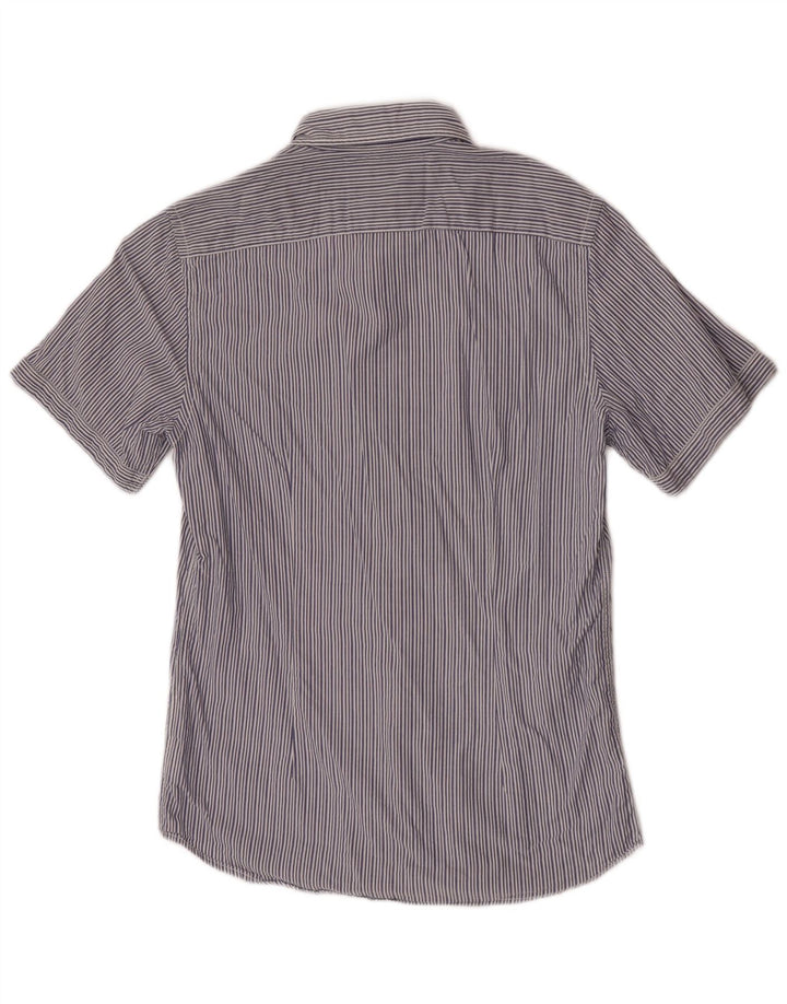 Camicia a maniche corte da uomo Marlboro Classics a righe blu medio