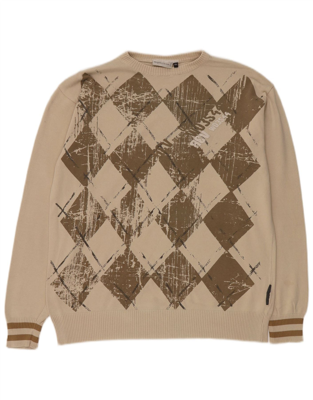 Angelo Litrico Maglione girocollo da uomo 2XL Beige Argyle/Diamond