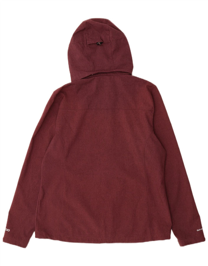 Giacca a vento con cappuccio da donna vintage UK 16 grande poliestere bordeaux