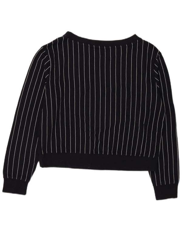 Benetton Womens Graphic Sweatshirt Jumper UK 14 Medium Navy Blue Striped