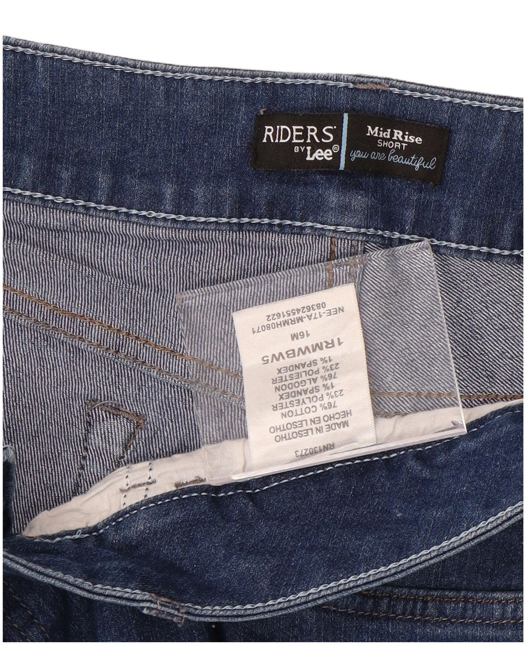 Pantaloncini di jeans a vita media Lee Riders da donna US 16 2XL W36 Cotone blu