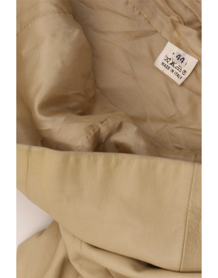 Giacca blazer in pelle vintage da donna a 3 bottoni IT 44 Pelle beige media