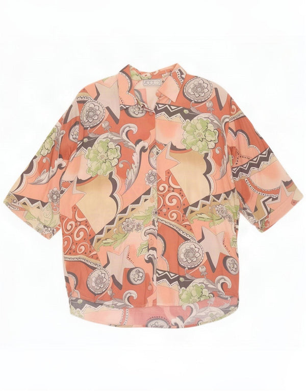 ACCORDO Camicia da donna a maniche corte camicetta UK 16 grande multicolore