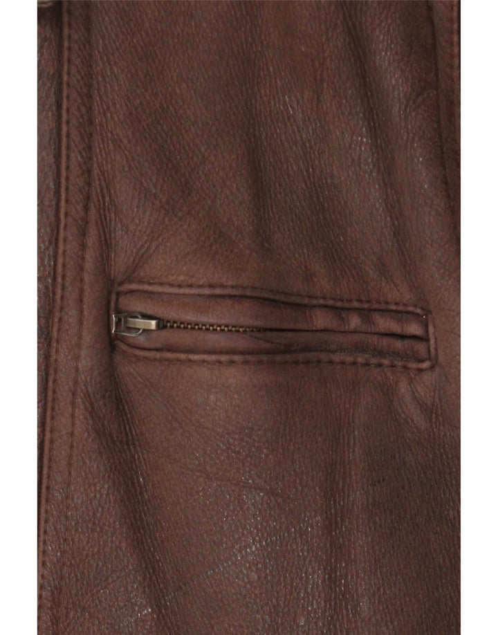 Giacca in pelle Sherpa vintage da uomo UK 40 grande marrone