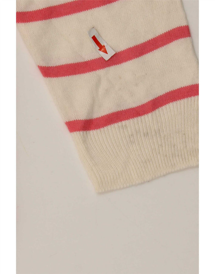 Maglione da donna con scollo a V Marks & Spencer UK 14 a righe rosa medio