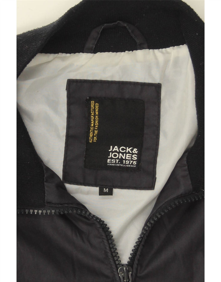JACK & JONES Mens Military Bomber Jacket UK 38 Medium Navy Blue Cotton Vintage Jack & Jones and Second-Hand Jack & Jones from Messina Hembry 