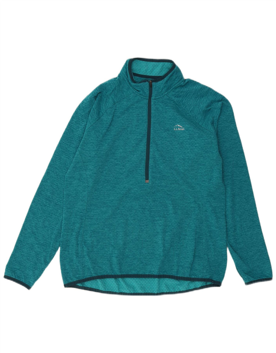 L.L.Bean Top da tuta pullover con zip e collo da donna UK 16 Large Verde Poliestere