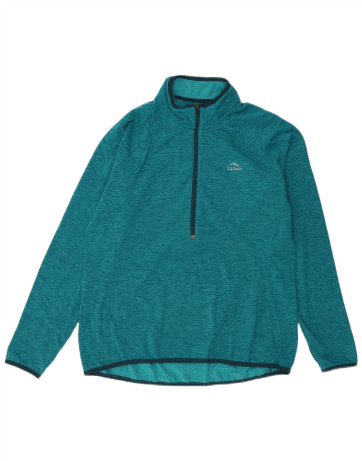 L.L.Bean Top da tuta pullover con zip e collo da donna UK 16 Large Verde Poliestere