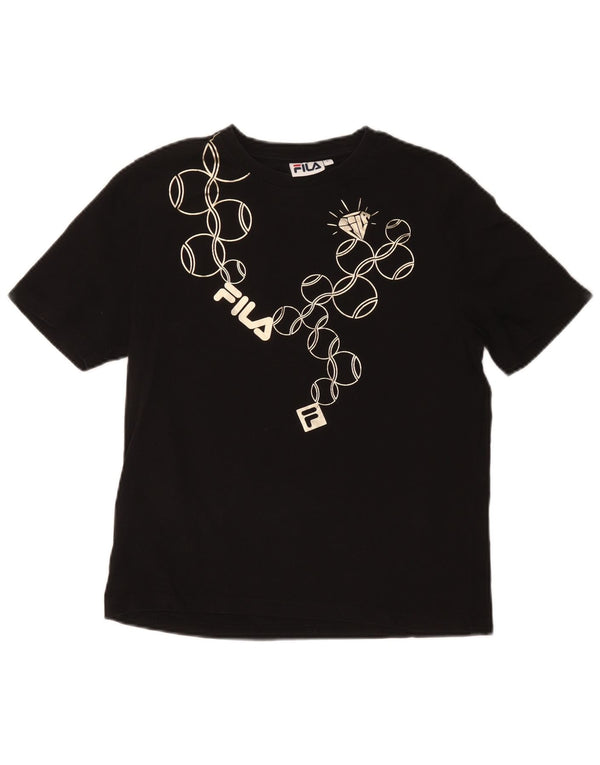 Maglietta grafica da donna Fila Top UK 14 grande cotone nero