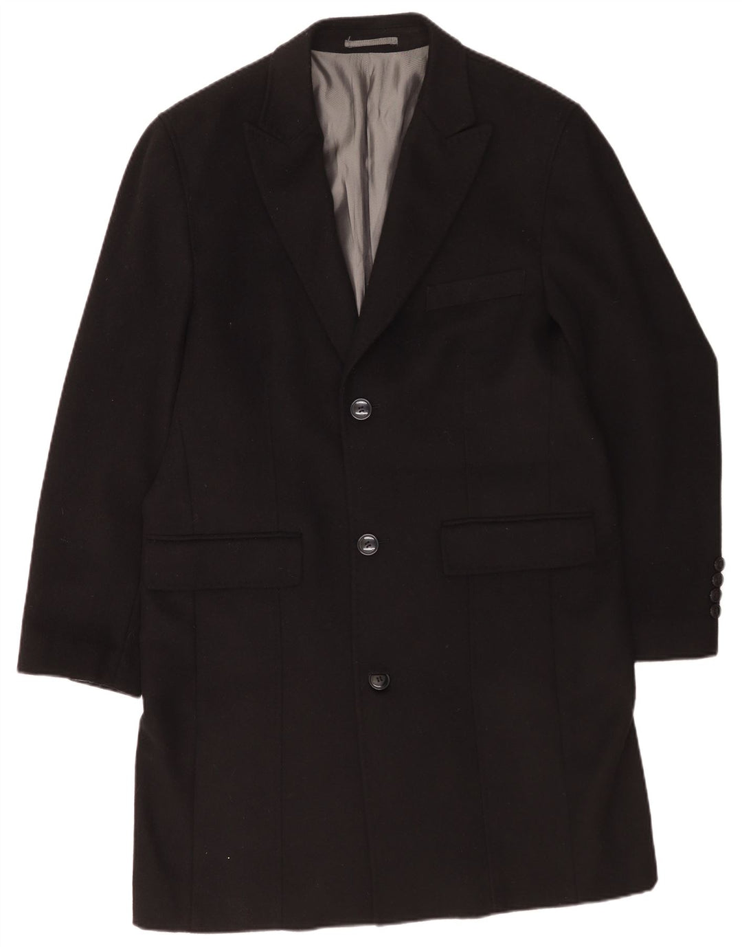 Cappotto da uomo vestibilità regolare Pierre Cardin UK 42 XL classico in lana nera