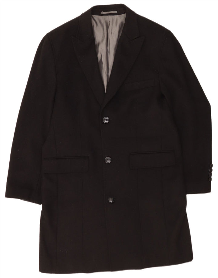 Cappotto da uomo vestibilità regolare Pierre Cardin UK 42 XL classico in lana nera