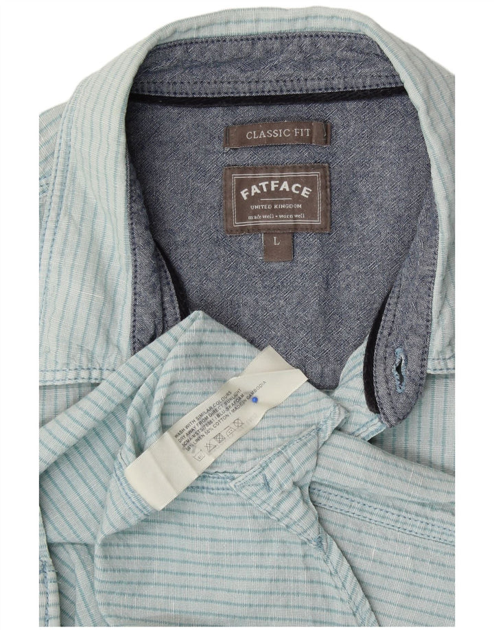 Camicia da uomo dal taglio classico Fat Face, grande lino a righe blu