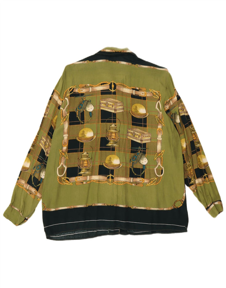 Camicia vintage da donna con motivo astratto UK 18 XL Verde