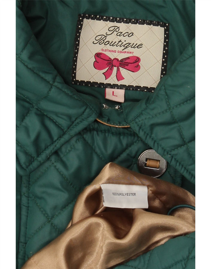 Paco Boutique Giacca a vento trapuntata da donna UK 16 Large Verde Poliestere