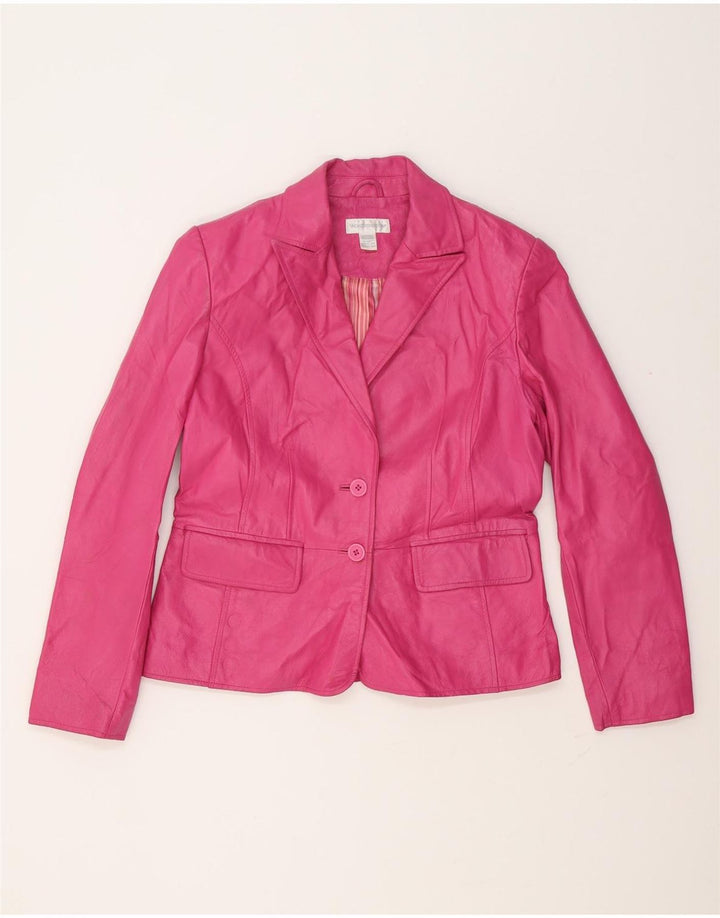 Giacca blazer in pelle da donna a 2 bottoni Worthington UK 12 Pelle rosa media
