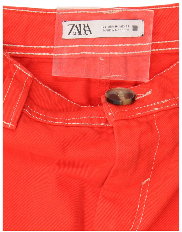 Pantaloni casual a gamba larga a vita alta da donna ZARA EU 32 2XS W22 L26 Arancione
