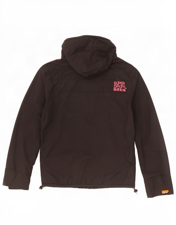 Giacca a vento con cappuccio da donna Superdry UK 18 XL nylon nero