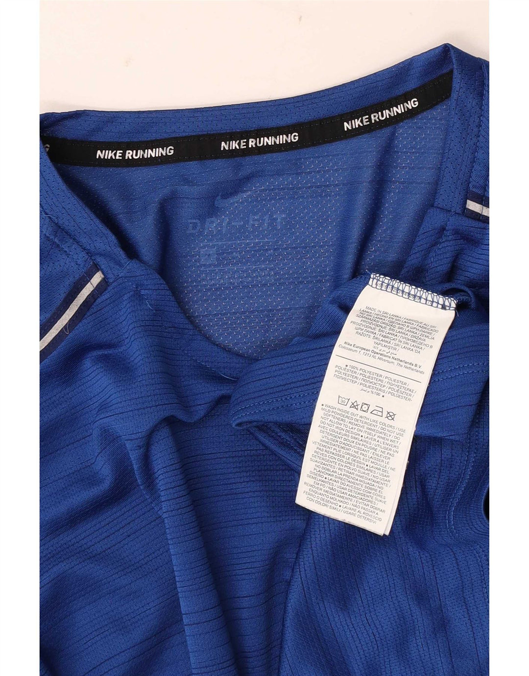 T-shirt Nike da uomo Dri Fit, top in poliestere a righe blu medio