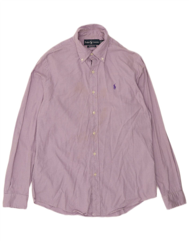 Camicia Ralph Lauren da uomo su misura in cotone pied de poule viola medio